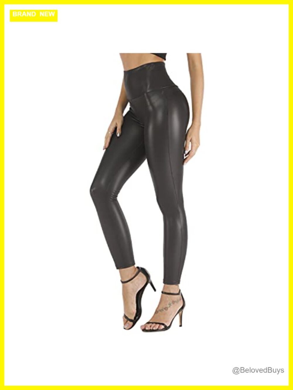Women's Faux Leather High Waisted Stretch Yoga Leggings
